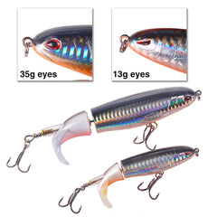 10cm/14cm Topwater Fishing Lure Whopper Popper Artificial Bait Hard Plopper Soft Rotating Tail Fishing Tackle Fishing Bait