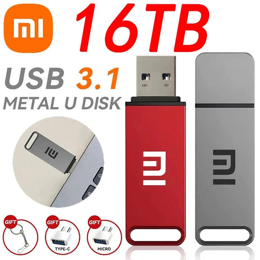 Xiaomi Original 16TB Usb 3.0 Pen Drive Memory USB Flash Drives 1TB 8TB Metal TYPE C OTG High Speed Waterproof 2TB USB