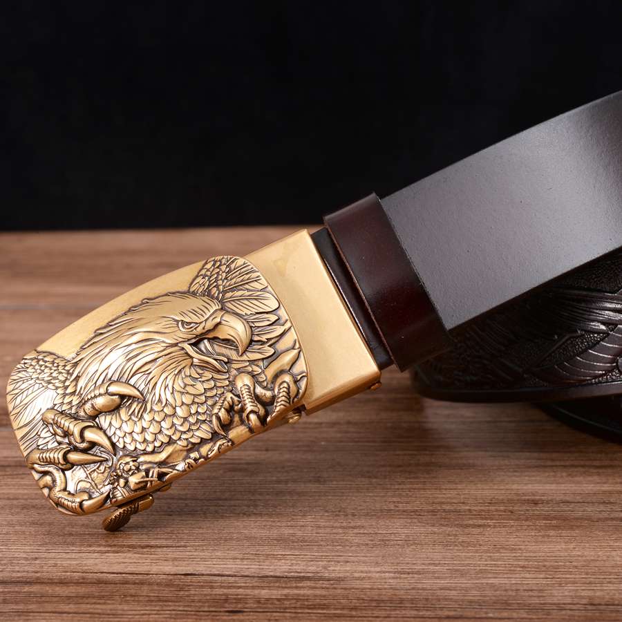 Men's Leather Belts Belts for Men Genuine Leather Ratchet Belt Automatic Buckle Wide:35mm Men Automatic Buckle Belt