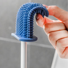 Toilet Brush with Holder Long Handled Silicone Toilet Brush Soft Bristles WC Cleaning Brush Bathroom Accessories