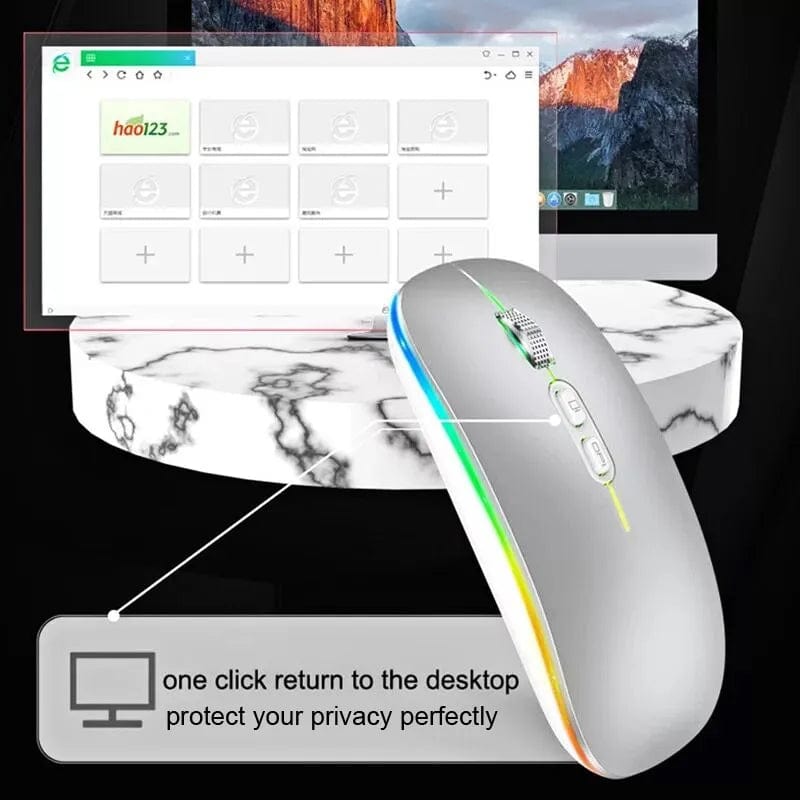 Wireless Mouse Dual Mode Bluetooth 2.4G One-Click Desktop Function Type-C Rechargeable Silent Backlight Mice for Laptop PC New