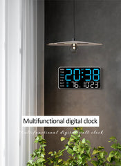 Large Digital Wall Clock Temp Date Week Display Remote Control USB Powered Table Clock Wall-mounted Dual Alarms LED Clocks