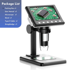 4.3'' Digital Microscope 1600X USB Microscope 1080p Soldering Microscope with 8 LEDs Compatible with Windows/Mac OS (DM7)