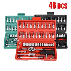 Tool Kit 46/53 Piece/Set 1/4-Inch Socket Set Car Repair Tool Ratchet Torque Wrench Combo Auto Repairing Tool Set