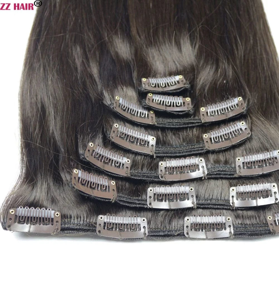100% Human Hair Extensions 16"-24" Machine Made Remy Hair 7Pcs Set 100g-140g  Full Head Straight Natural