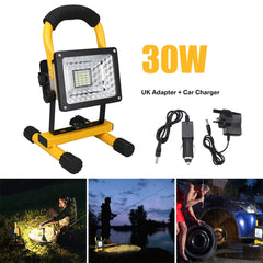 Floodlight 30W LED Portable Rechargeable Waterproof Spotlight Battery Powered Searchlight Outdoor Work Lamp Camping Lantern