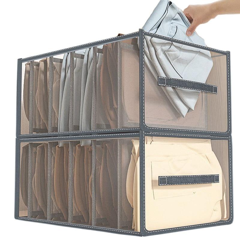 Jeans Compartment Storage Box Closet Clothes Drawer Mesh Separation Box Stacking Pants Drawer Divider Can Washed Home Organizer - Wowza