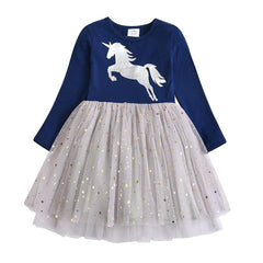 Kids Autumn Winter Dresses for Girls Star Sequins Princess Dress Girl Long Sleeve Party Vestidos Girls Dress Children Clothing