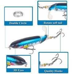 10cm/14cm Topwater Fishing Lure Whopper Popper Artificial Bait Hard Plopper Soft Rotating Tail Fishing Tackle Fishing Bait