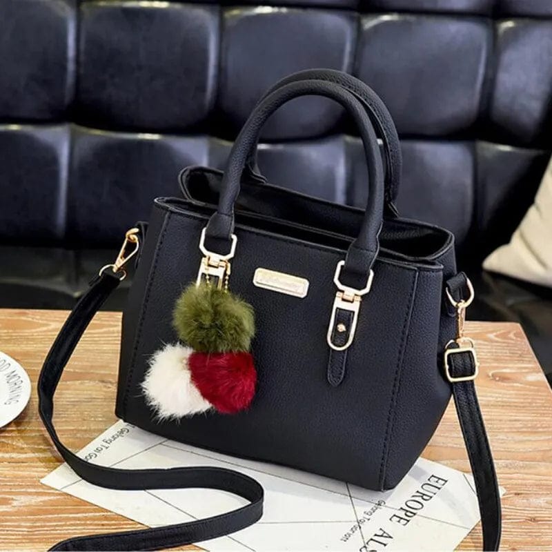 Leather Ladies HandBags Women Vintage Purse Plush Tassel Messenger Bags Tote Boston Shoulder Crossbody Bag