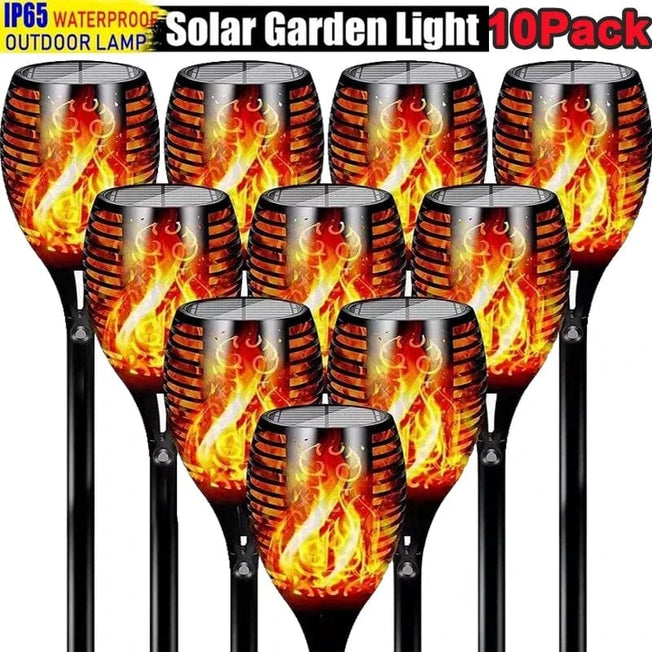 Solar Flame Torch Lights Flickering Light Waterproof Garden Decoration Outdoor Lawn Path Yard Patio Floor Lamps 1/2/4/6/8/10Pcs