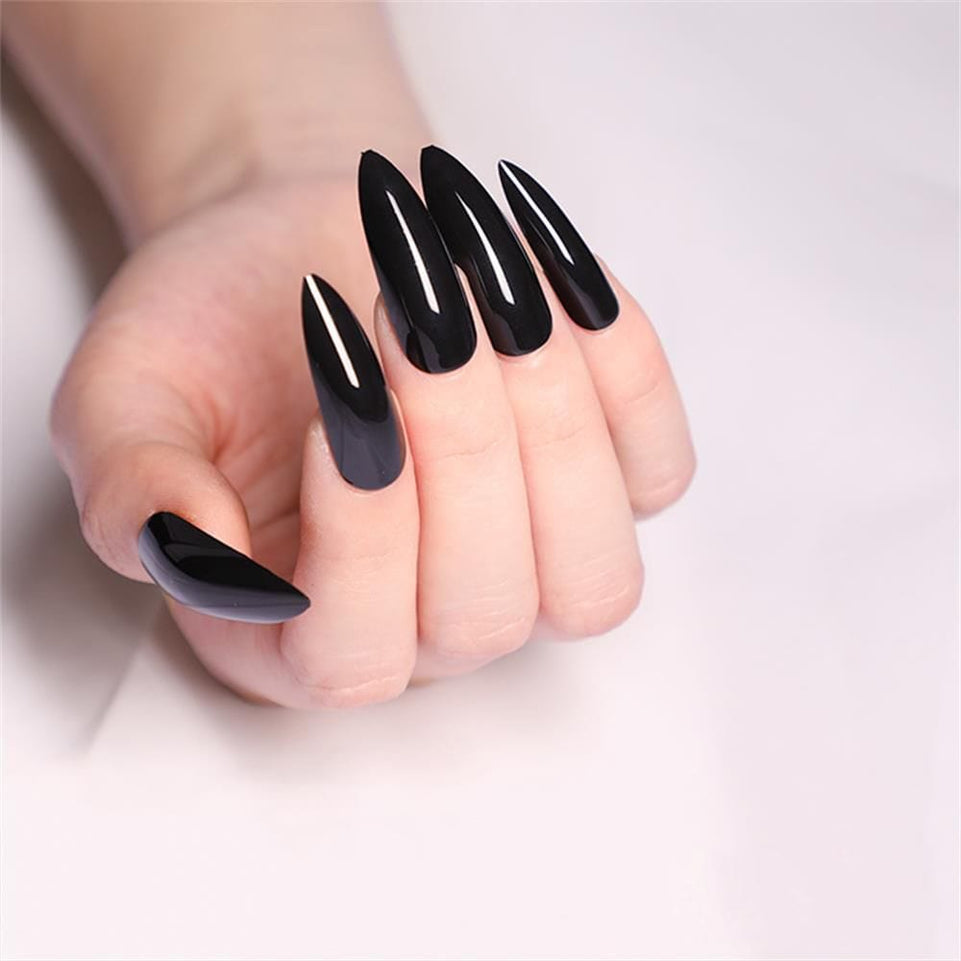 24Pcs/Box Almond Round Wavy False Nails Detachable Stiletto Fake Nails Full Cover French Ballerina Nail Tips Press On Nails