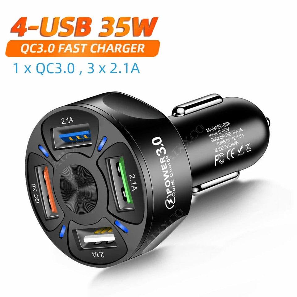 AIXXCO 3 Ports USB Car Charger 12V Quick Charge 3.0 Fast Car Cigarette Lighter For Samsung Huawei Xiaomi iphone Charger QC 3.0