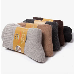 6 Pairs Winter Wool Socks Male Men's Socks Super Thicker Solid Socks Merino Plush Women's Socks Against Cold Snow Terry Socks