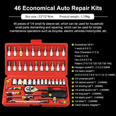 Tool Kit 46/53 Piece/Set 1/4-Inch Socket Set Car Repair Tool Ratchet Torque Wrench Combo Auto Repairing Tool Set