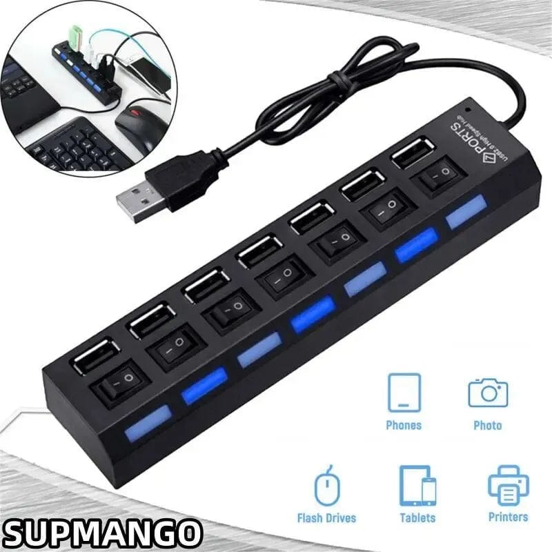 USB Hub Adapter Multi Ports Use Power Adapter Extensor USB 2.0 PC Computer Accessories Switch