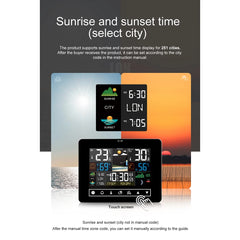 Weather Station Alarm Clock Multifunction Thermometer Hygrometer Touch Screen Wireless Sensor Sunrise Sunset