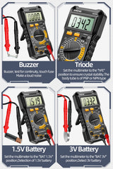 Digital Multimeter True RMS Handheld High Precision Tester NCV AC/DC Voltage Current Resistance Ohm Tool