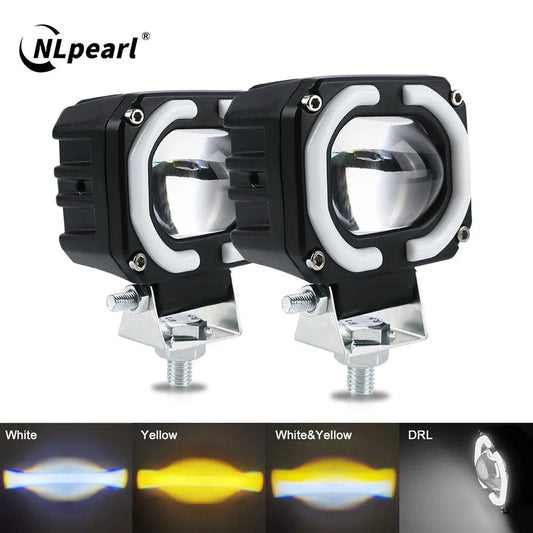 Motorcycle Headlight Auxiliary LED Fog Light Explorers Offroad Angel Eyes LED light Spotlights Light Portable Driving