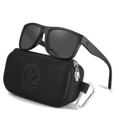 Polarised Sunglasses Men Sports Tridimensional Brand Logo TR90 Square Sun Glasses All Black With Zipper Case KD0721