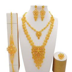 Dubai Jewelry Sets Gold Color Necklace & Earring Set For Women African France Wedding Party Jewelery Ethiopia Bridal Gifts