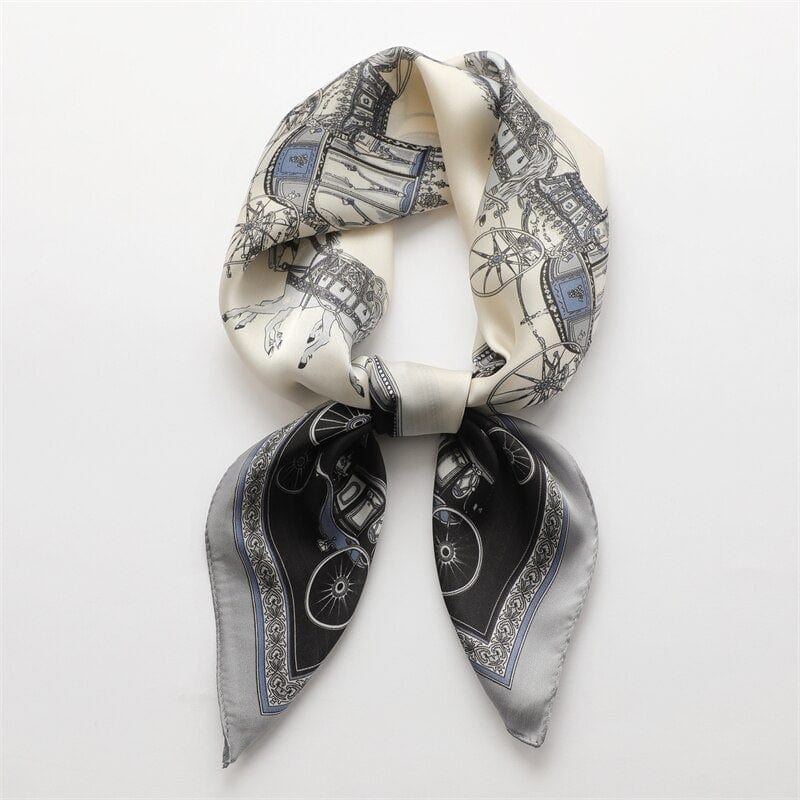 Female Silk Neck Scarf Letter D Print Square Hair Scarves Foulard Head Band Shawls And Wraps Neckerchief Bandana 70*70cm