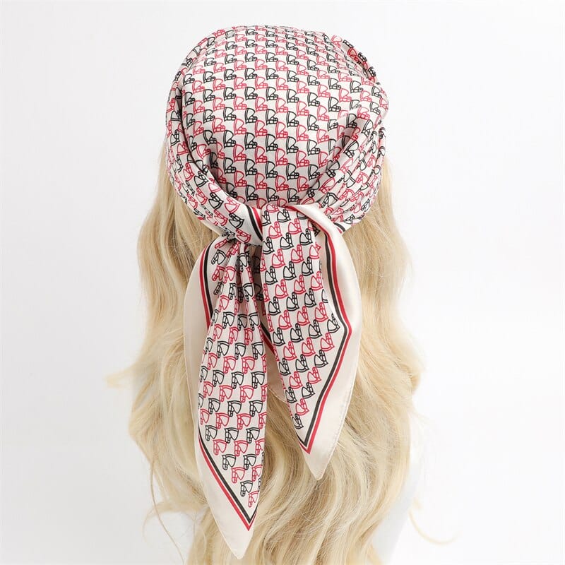 Female Silk Neck Scarf Letter D Print Square Hair Scarves Foulard Head Band Shawls And Wraps Neckerchief Bandana 70*70cm