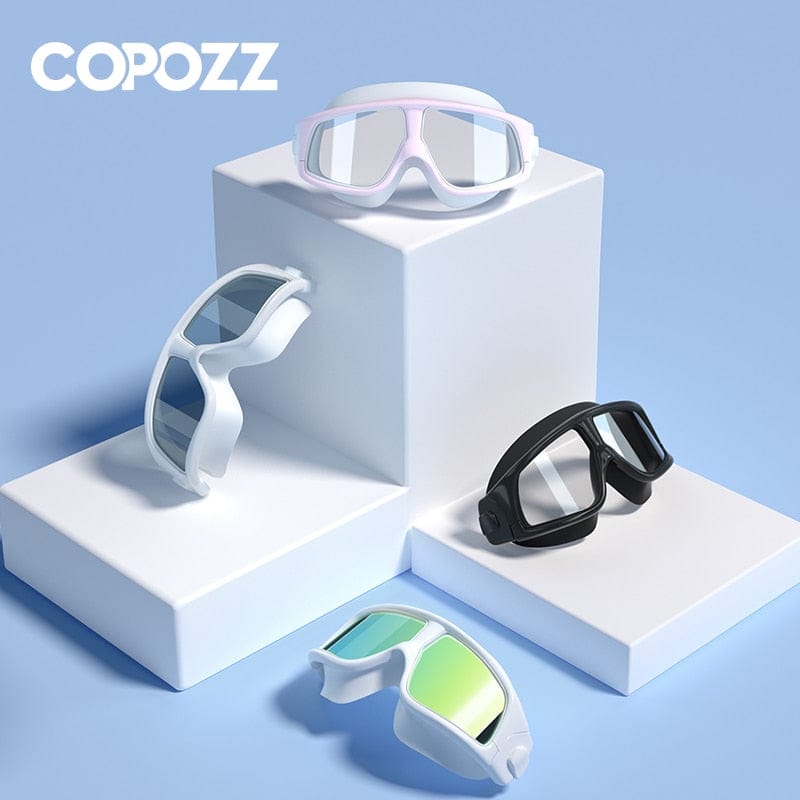 COPOZZ Swimming Goggles Comfortable Silicone Large Frame Swim Glasses Anti-Fog UV Men Women Swim Mask Waterproof