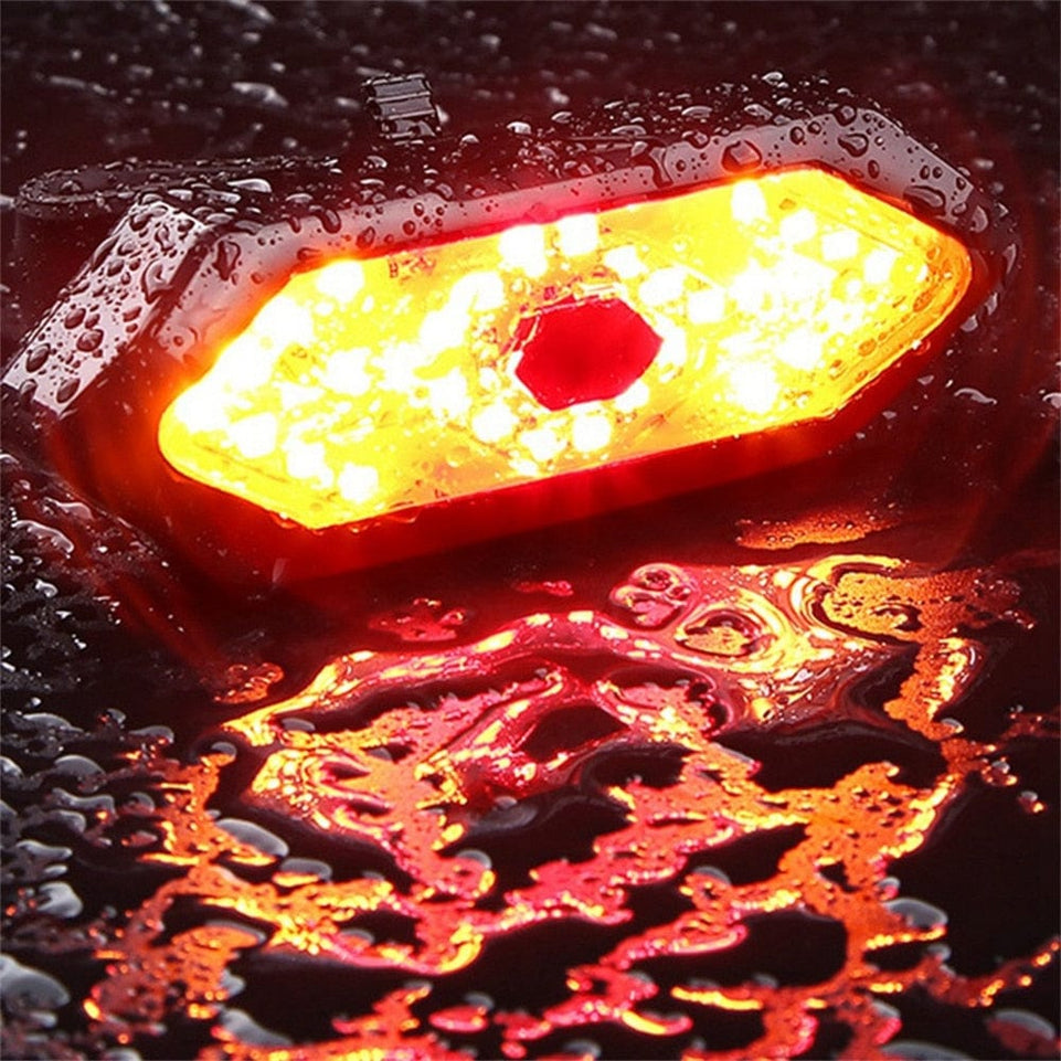 Smart Bike Rear Light Wireless Remote Control Warning Lamp USB Rechargeable Turning Signal Rear Light with Horn Funciton