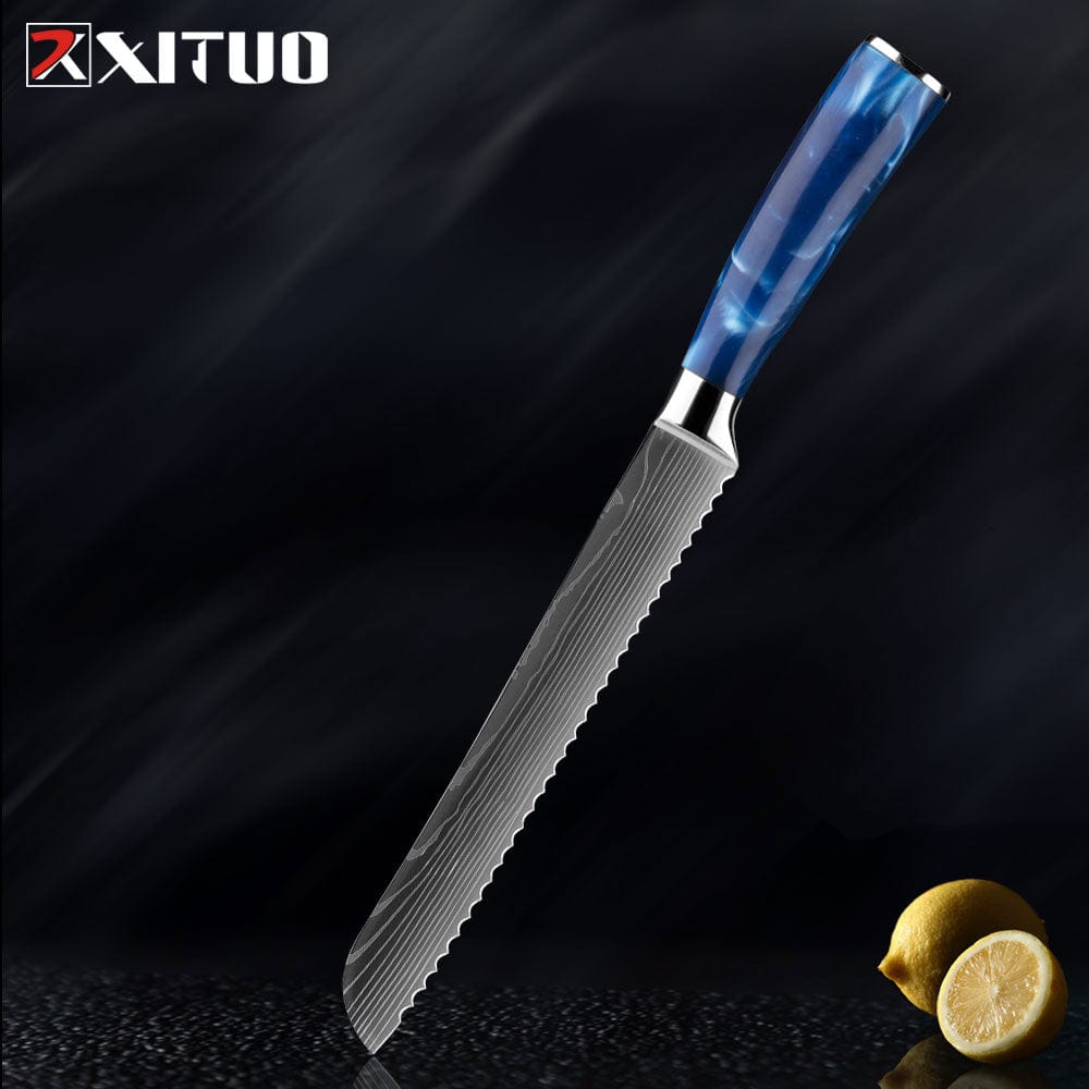 XITUO Kitchen Knife Set Japanese Chef Knives 7CR17 Stainless Steel Damascus Laser Slicing Santoku Cleaver 1-10pc Kitchen Knifes - Wowza