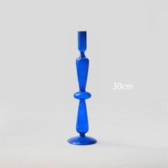 Blue Glass Candlesticks for Wedding Birthday Holiday Home Decoration Morden Decorative Glass Candle Holder 1PC