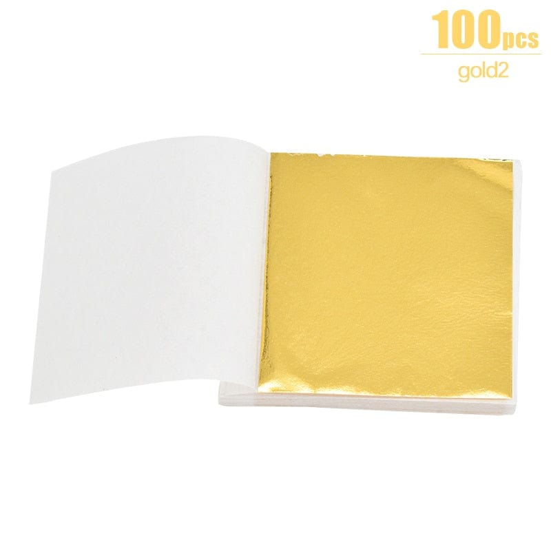 100/200 Sheets Imitation Gold Silver Foil Paper Leaf Gilding DIY Art Craft Paper Birthday Party Wedding Cake Dessert Decorations