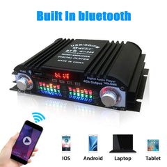 HiFi Sound Amplifier Digital 1600W Peak Power 4 Channel Audio Amplifier Bluetooth Karaoke Player FM Radio Support Remote Control