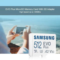 SAMSUNG EVO Plus Micro SD 64GB Memori Memory Card C10 TF MicroSD Cards SDXC 128GB 256GB 512GB U3 V30 4K For Phone Drone Camera