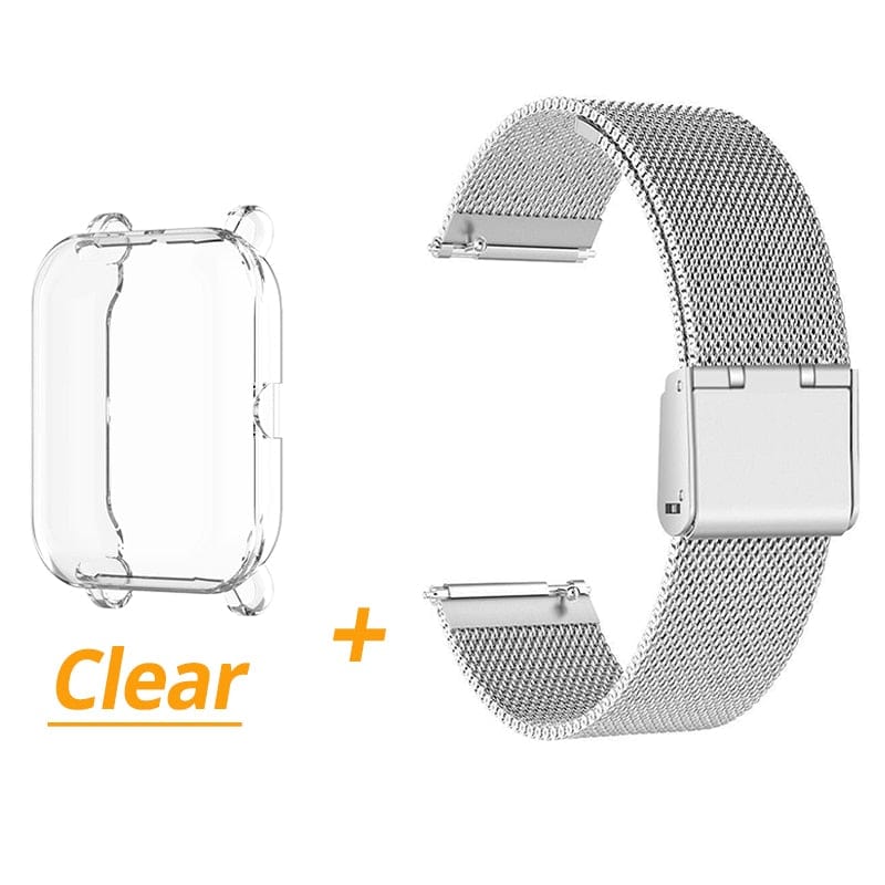 2in1 Wrist Strap for Amazfit Bip U Pro Case Correa Metal Bracelet for Amazfit GTS 4 3 2 mini Bip U Band Screen Protector Belt