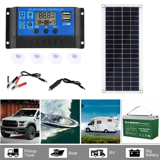 Solar Panel 15w 12V Solar Cell With 60A Controller Solar Charge for Phone RV Car MP3 PAD Charger Outdoor Battery Supply