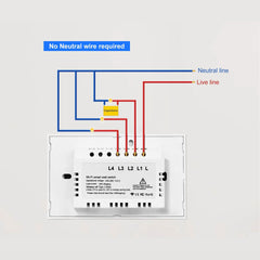 Smart Wifi Touch Light Switch No Neutral Wire Required Smart Home. 1/2/3 Gang Light Switch 220V Support Alexa Tuya App 433RF Remote