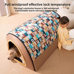 New Dog Kennel Winter Warm Large Dog Oversized Dog House House Closed Winter Removable Golden Pet Four Seasons Use