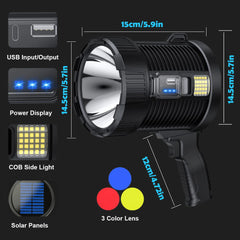 Spotlight 900000 Lumens Rechargeable Led Spot Lights Handheld Large Flashlight Super Bright Outdoor Solar Spotlights Searchlight