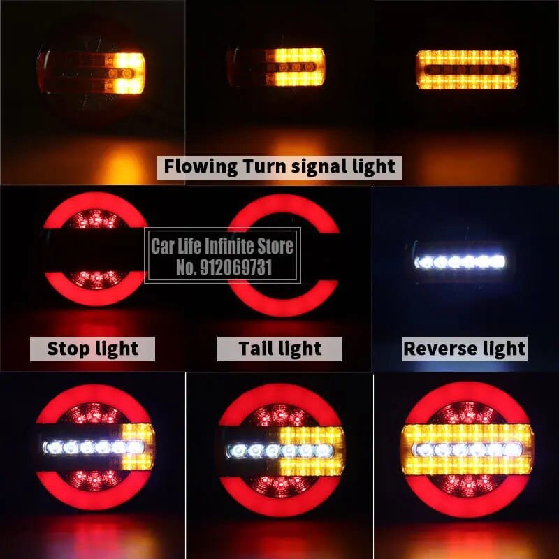 1/2/4pcs 12V 24V LED Trailer Truck Rear Tail Light Taillight Reverse Brake Lights Car Boat Bus Caravan Flowing Turn Signal Lamp