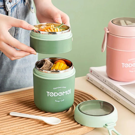 Lunch Box Storage Warmer Stainless Steel Vacuum Cup Soup  With Spoon Food Thermal Jar Insulated Soup Thermos Containers Cooler