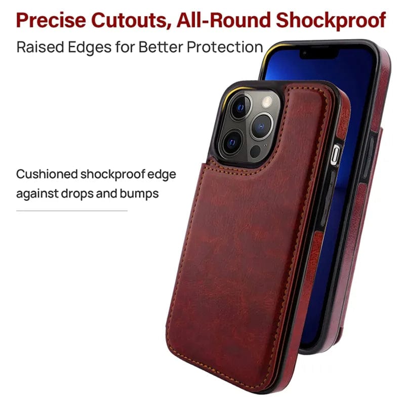 Luxury PU Leather Wallet Case For iPhone 15 14 13 12 11 Pro Max SE X XR XS Max 8 7 6 6S Plus Kickstand Card Holder Slots Cover