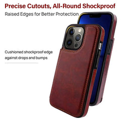 Luxury PU Leather Wallet Case For iPhone 15 14 13 12 11 Pro Max SE X XR XS Max 8 7 6 6S Plus Kickstand Card Holder Slots Cover