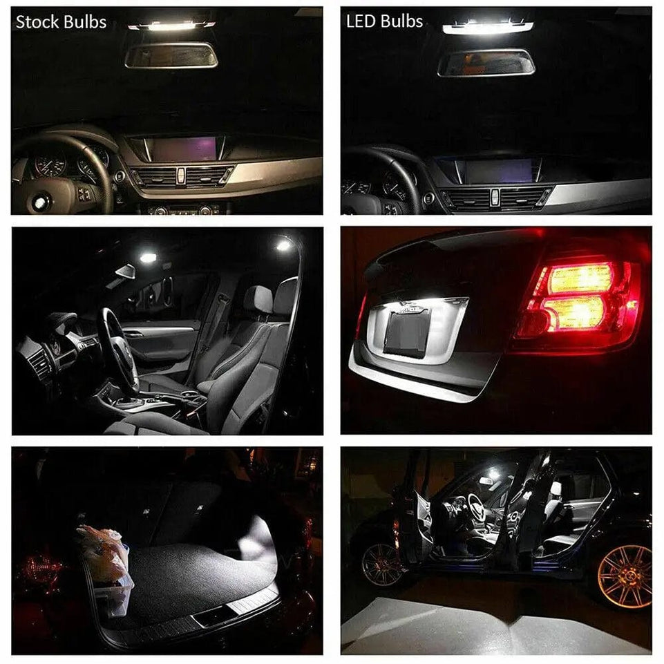 23pcs Led Car Light Bulb T10 Interior Map Dome Trunk License Plate Lamps Kit Ultra-Thin Shape White Lights Car Lighting Set