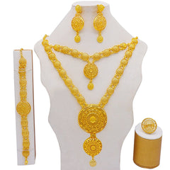 Dubai Jewelry Sets Gold Color Necklace & Earring Set For Women African France Wedding Party Jewelery Ethiopia Bridal Gifts