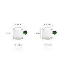 2PC 110ml Espresso Cups small Cups Home Glass Ball Handle Coffee Cup Tea Water Cup Saucer Steak Juice Bucket Table Decor - Wowza