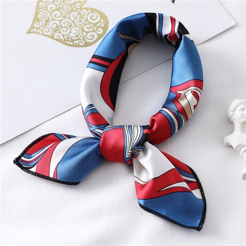 Women Small Satin Silk Scarf Square Print Wrap Foulard Femme Handkerchief Bandana Neck Hair Skinny Tie Scarves Shawls