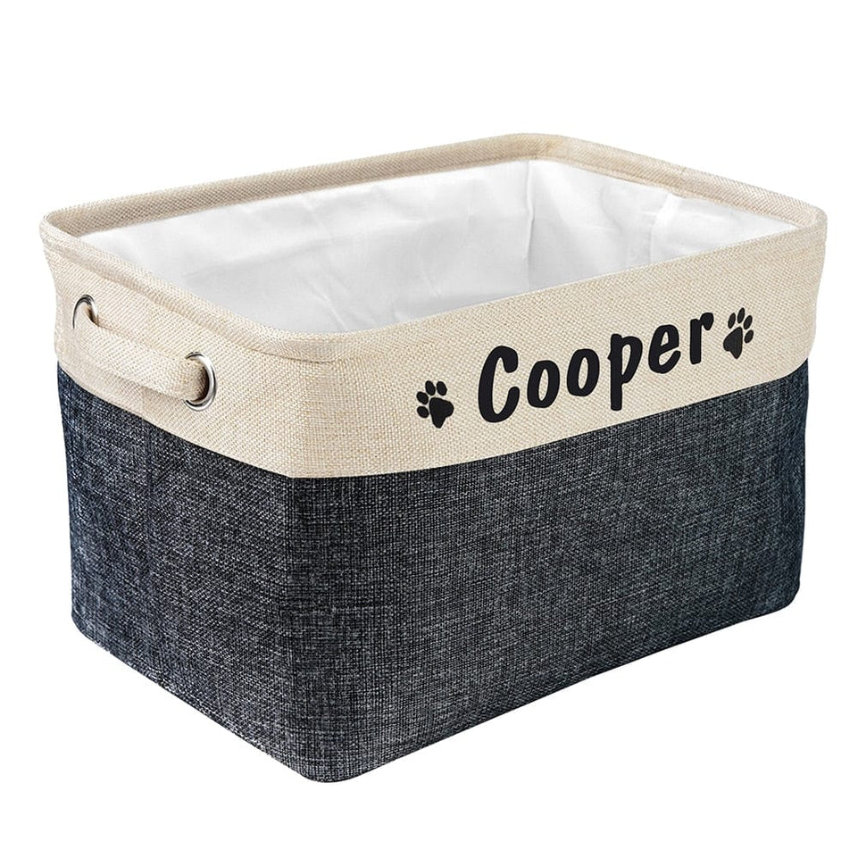 Personalized Pet Dog Toy Storage Basket Dog Canvas Bag Foldable Pet Toys Linen Storage Box Bins Dog Accessories Pet Supplies - Wowza