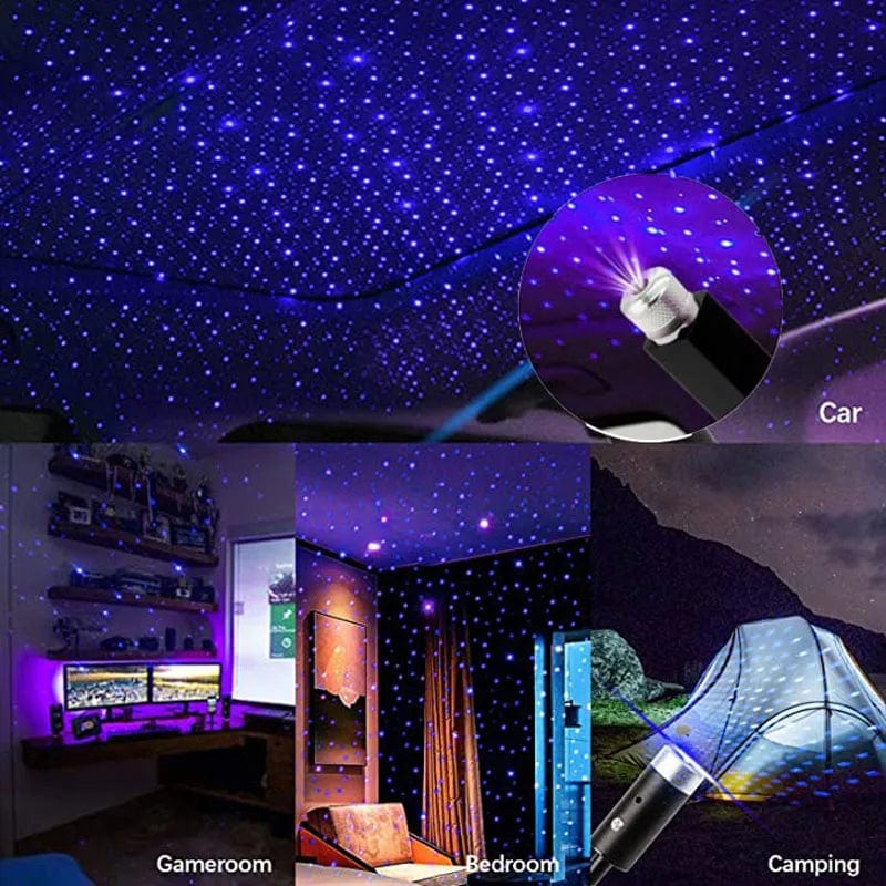 Car Interior LED Roof Star Night Light Projector Atmosphere Romantic  Lamp USB Decorative Lamp Adjustable Car Interior Decor Light