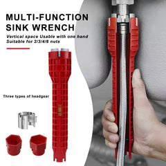 8 In 1 Flume Wrench Plumbing Installation Wrench Anti-slip Kitchen Sink Repair Tool Multifunctional Faucet Repair Wrench Set